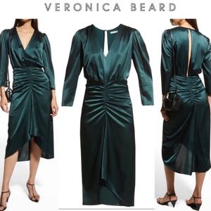 Veronica Beard ‘Beck’ Stretch Silk Cocktail Dress - dark green